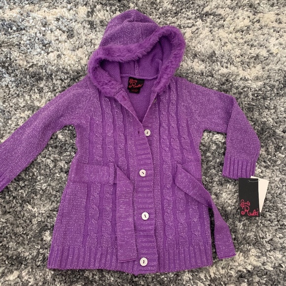 Purple button up hooded sweater 3t - Picture 1 of 5